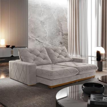 Imagem de Sofá Retrátil Muzambinho 2,50m 4 Lugares Molas Ensacadas Txr Bege