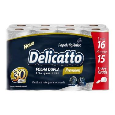Imagem de 10X Papel Higiênico Folha Dupla 30M Delicatto 16 Unidades
