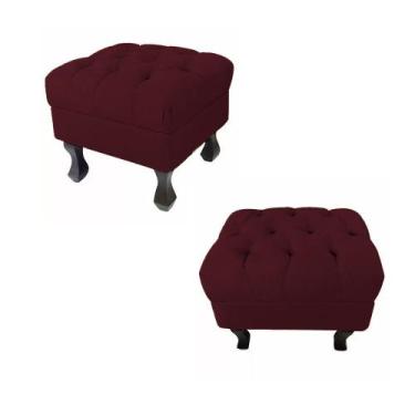 Imagem de Kit 02 Puffs Decorativo Luiz Xv Veludo Bordô - Montanaris Decor - MD M