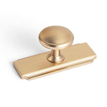 Imagem de Goo-Ki Puxadores de armário de bronze champanhe com placa traseira ferragens de cozinha de liga de zinco - pacote com 6 puxadores de gaveta de barra de furo único com espaçador