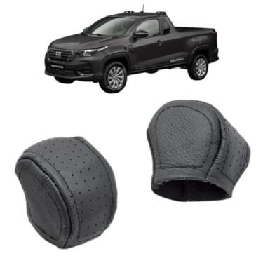 Imagem de Revestimento Couro Legitimo Cobertura Manopla Câmbio Manual Compatível Com Strada Vulcão Resistencia 2022 Á 2026 (PRETO - COSTURA PRETA)