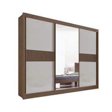 Imagem de Guarda Roupa Casal Ripado com Espelho sem pés Los Angeles 3 Portas 6 G