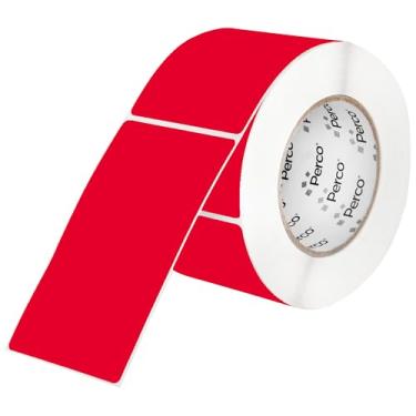 Imagem de Perco Etiquetas adesivas perfuradas vermelhas de 7 x 12 cm — 150 adesivos por rolo — com adesivo permanente para gerenciamento de inventário, codificação de cores, caixas de mudança, varejo