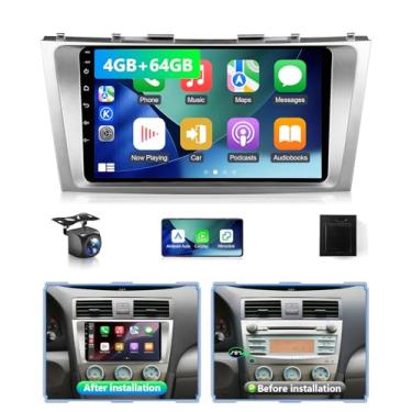 Imagem de XGU 4 + 64 GB Android Car Play estéreo para Toyota Camry 2006 2007 2008 2009 2010 2011 rádio Apple CarPlay Android Auto, tela sensível ao toque de 9 polegadas para câmera Camry GPS WiFi FM RDS