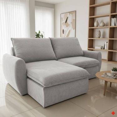 Imagem de Sofá Retrátil e Reclinável 270cm Cúbica Pietro Cinza Claro