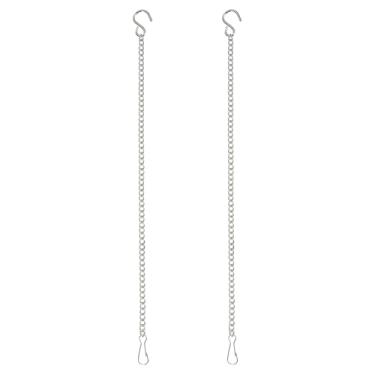 Imagem de PATIKIL 2 correntes suspensas com ganchos S, ganchos de plantas de 29 cm para alimentadores de pássaros, lanternas, sinos de vento, quadros-negros e ornamentos, prata