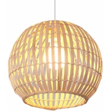 Imagem de WLHAZMWY Candeeiro pendente de casa de fazenda, ilha, cozinha, ilha, tropical, redondo, lâmpada pendurada, rústico, globo industrial, luminária de teto (natural, 50 cm)