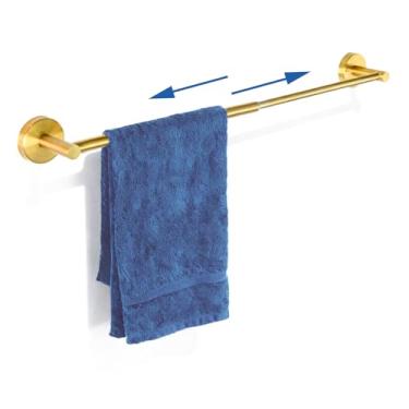 Imagem de Pacote com 2 toalheiros ajustáveis, suporte de toalha de banheiro econômico HOMOTEK de 30 cm a 55 cm, toalheiro de montagem na parede, gancho de gancho para cozinha (dourado)