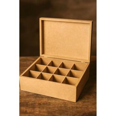 Imagem de Caixa de Luxo com 12 Divisórias e Dobradiças 32x24 cm em MDF 9mm – Caixa Organizadora para Presentes, Joias e Decoração
