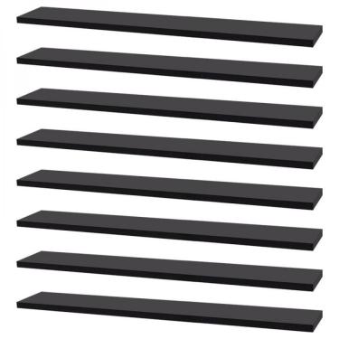 Imagem de Kit 8 Prateleiras 70 X 15cm Preta Suporte Invisível
