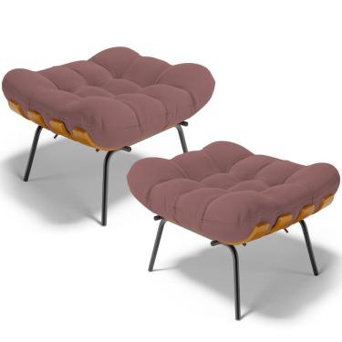 Imagem de Kit 2 Puff\'s Decorativos Sala De Estar Costela L02 Suede Rosê