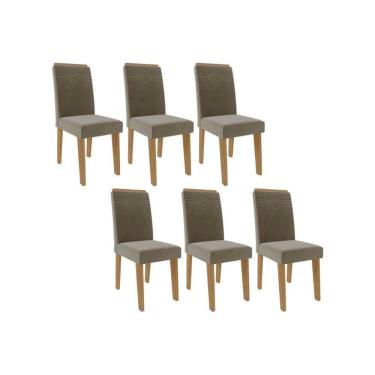 Imagem de Kit 6 Cadeiras Sala Jantar Taís 6 Un Nature Suede Joli Chocolate Cimol