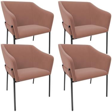 Imagem de Kit 4 Cadeiras Para Sala De Jantar Estar Living Olívia L02 Suede Rosê - Lyam Decor