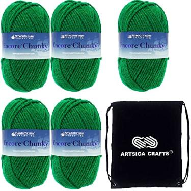 Imagem de Plymouth Yarn Para tricô Encore Chunky 0029, 5 novelos (mesmo Dyelot, total: 500 gr, 700 jardas), peso volumoso nº 5, 75% acrílico/25% mistura de lã, com bolsa de projeto