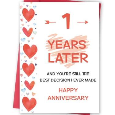 Imagem de FANCYLUCKY Cartão de feliz aniversário de 1º aniversário para ele, presentes românticos de 1 ano para namorada, namorado, esposa, marido, ideia de presente de papel