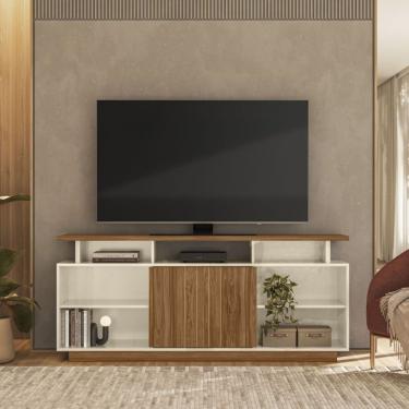 Imagem de Rack Bancada Para Tv Até 65" Salvador 160cm Off White/amêndoa- Mabe Magazine
