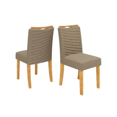 Imagem de Kit 2 Cadeiras De Cozinha Julia Cedro-linho Bege - Dj Móveis