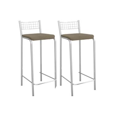 Imagem de Banqueta De Cozinha Gênova 2b705cr Aço Kit 2 Un Cromado-boucle Bege Fendi - Kappesberg