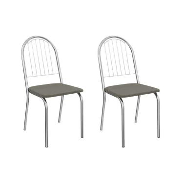 Imagem de Cadeira De Cozinha Noruega 2c077cr Aço Kit 2 Un Cromado-linho Escuro - Kappesberg