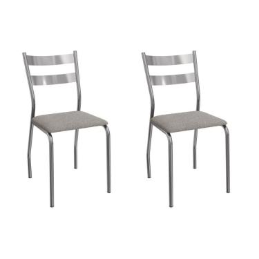 Imagem de Cadeira Sala De Jantar Bali 2c141cr Aço Kit 2 Un Cromado-boucle Cinza - Kappesberg