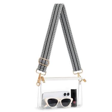 Imagem de Vosturdy Bolsa transparente para mulheres, bolsa pequena transparente para eventos de estádio, bolsa transversal para shows, festas, fãs de esportes, Chevron, Bolsa transparente (Chevron)