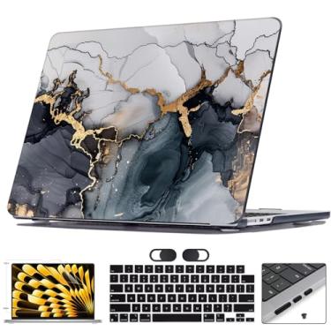 Imagem de Seanai Capa para MacBook Air de 13,5 polegadas 2025 2024 2023 2022 versão M3 M2 M4 Chip A3240 A3113 A2681, capa rígida de plástico com estampa preta, transparente, durável, leve, durável, estampada