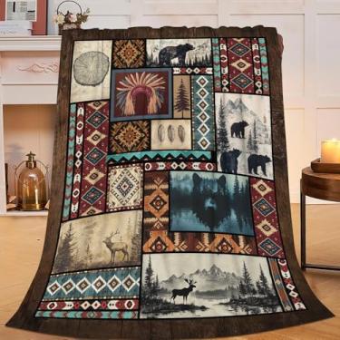 Imagem de Cobertor de cabana ocidental cobertor de lã de flanela de pelúcia super macio, aconchegante, leve, nativo, decoração do sudoeste, presentes para meninos, meninas, crianças, adultos, homens, mulheres