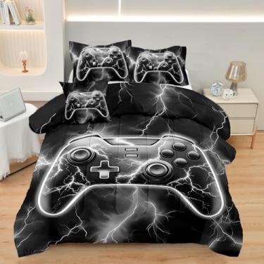 Imagem de ASKOTU Jogo de cama completo para meninos, 4 peças, conjunto completo de edredom para meninos