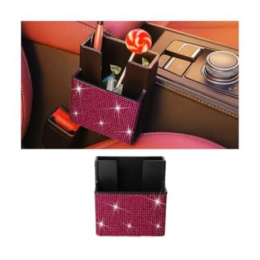 Imagem de Sandfren Organizador lateral de assento de carro brilhante, suporte de bolsa de armazenamento de veículo com strass de cristal para documentos de telefone, acessórios de caixa de organização
