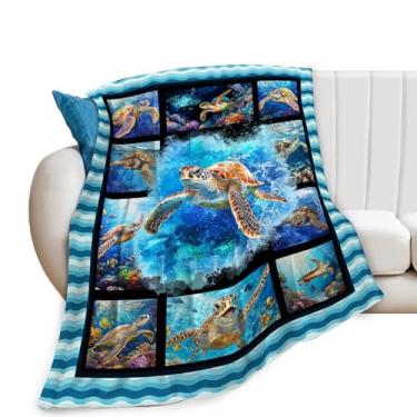 Imagem de Cobertor de tartaruga marinha, cobertor de tartaruga oceânica, presentes de animais marinhos, cobertores de flanela de lã para meninas, mulheres, homens, meninos, amantes, adultos, roupa de cama macia