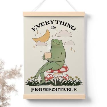 Imagem de PaJiaNi Decoração de parede motivacional de sapo, arte de parede inspiradora de saúde mental, pôster de afirmações positivas para sala de aula, quarto, dormitório, escritório, tudo é imaginável, 30 x