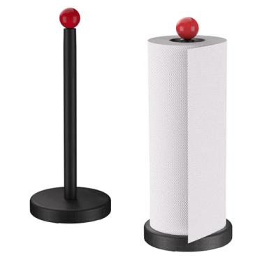 Imagem de ISUGWRCQ Suporte de toalha de papel, bancada, bola vermelha, decorativa, suporte de toalha de papel de madeira, organizador independente de rolo de cozinha, rolos de toalhas de papel de madeira - para