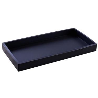 Imagem de DTCSWACN Bandeja de banheiro – 2 peças (39 cm e 20 cm) bandeja de pia de cozinha de silicone para perfume, sabonete, toalha de banheiro, acessório para dispensador de sabonete, bandejas, preta