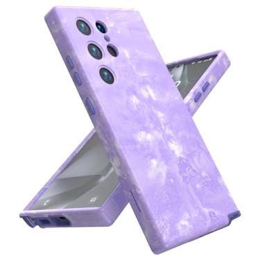 Imagem de ACKETBOX Capa para Samsung Galaxy S24 Ultra, à prova de choque, à prova de queda, capa protetora de telefone sem fio, proteção resistente, projetada para antiqueda, antiarranhões, mármore roxo