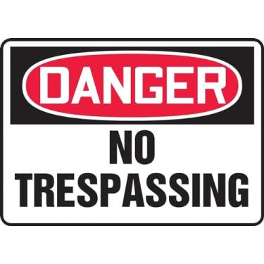 Imagem de Accuform MADM292VS Placa de Segurança de Vinil Adesivo, Lenda "Danger NO TRESPASSING", 18 cm de comprimento x 25 cm de largura x 0 cm de espessura, Vermelho/Preto sobre Branco