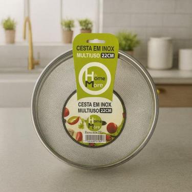 Imagem de Escorredor de Macarrão Inox 22 cm Multiuso Escorredor de alimentos, Pe