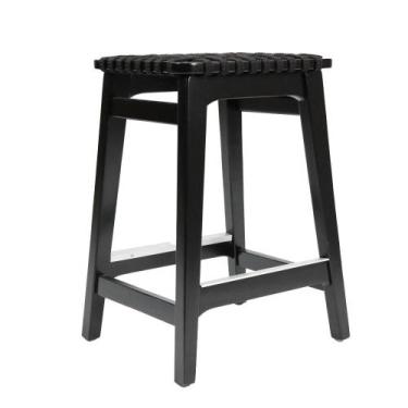 Imagem de Banqueta Alta Elegance em Madeira Tauari - Preto - Casa Móveis & Decor