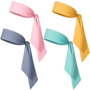 Imagem de Jutom 4 faixas de cabelo esportivas para homens e mulheres, bandanas de cabelo camufladas, elásticas, absorção de suor, karatê, ajustável, antiderrapante, para ioga, treino, corrida (cor morandi