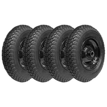 Imagem de Kit 4 Pneus Carrinho De Mão Carriola Industrial 350-8 + Camaras + Rodas Buffalo