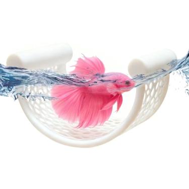 Imagem de YAFIYGI Cama flutuante branca Betta para decoração de tanque e aquário, cama minimalista para descanso de esconderijo de peixe Betta para peixes beta esconder e relaxar em tanques de baixo fluxo
