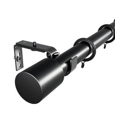 Imagem de Varões de cortina de 81 a 122 cm para janelas, varão de cortina preto ajustável de 2,5 cm para uso externo, interno, moderno, resistente, 1,2 m, divisória de quarto