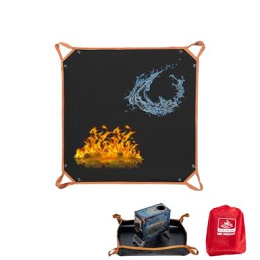Imagem de TAISOCA Tapete para fogueira à prova de fogo, tapete de brasa de silicone dupla face para acampamento fogão a lenha portátil