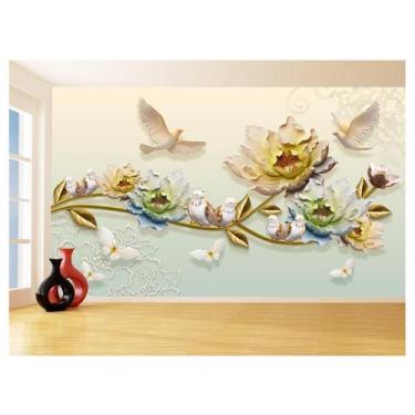 Imagem de Papel De Parede 3D Floral Textura Sala Flores 3,5M Xfl340 - Você Decor