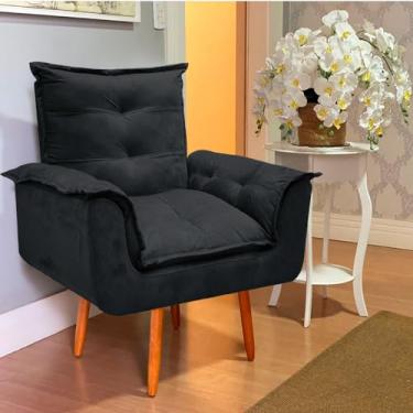 Imagem de Poltrona Decorativa Opala Pés Palito decorativa - Bela Móveis Cor:Preto
