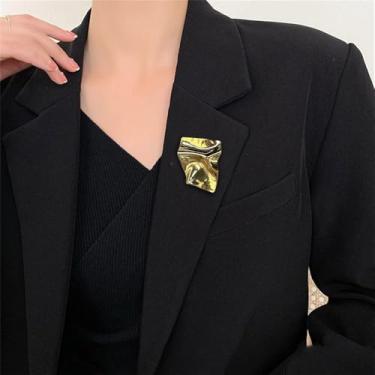 Imagem de Broche geométrico irregular de metal lapela para mulheres homens moda aço inoxidável retângulo broches distintivos terno vestidos acessórios festa de casamento baile minimalista declaração moda jóias