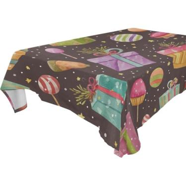 Imagem de Blueangle Toalha de mesa com estampa de Natal em aquarela – Toalha de mesa retangular de poliéster impermeável e resistente a manchas para ambientes internos e externos, 152 x 228 cm (700)