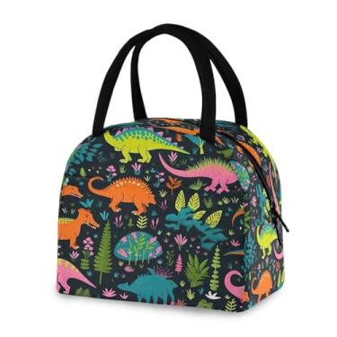 Imagem de Blueangle Lancheira isolada à prova de vazamento - Lancheira reutilizável com desenho animado colorido de dinossauros, recipiente compacto para alimentos para escritório, viagens e atividades ao ar