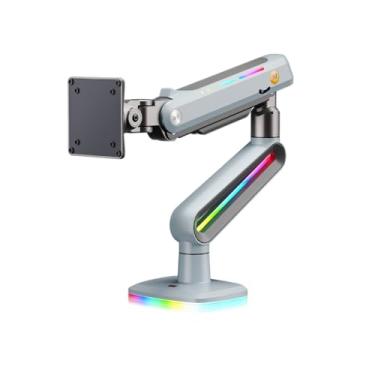 Imagem de Braço de monitor de jogos NB Designer para tela de 32 a 60 polegadas, carrega até 20 kg, VESA 75/100, RGB leve, resistente, ajustável em vários ângulos, alumínio premium, extensão de braço longo azul