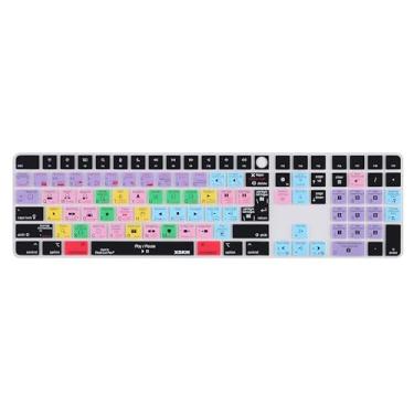 Imagem de XSKN Capa para teclado Final Cut Pro Shortcuts versão universal UE e EUA para iMac 2021-2023 24 polegadas M1 M3 Magic Keyboard com Touch ID e teclado numérico 2022 Mac Studio (A2520)