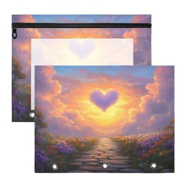 Imagem de SEHANY Pasta de lápis de flores de jardim com 3 anéis – Bolsa para documentos tamanho A4 com janela transparente para sala de aula, escritório, 2 peças